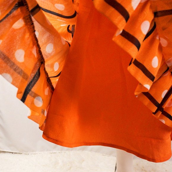 Orange Polka Dot Midi Fall/Summer Dress - Picture 5 of 7